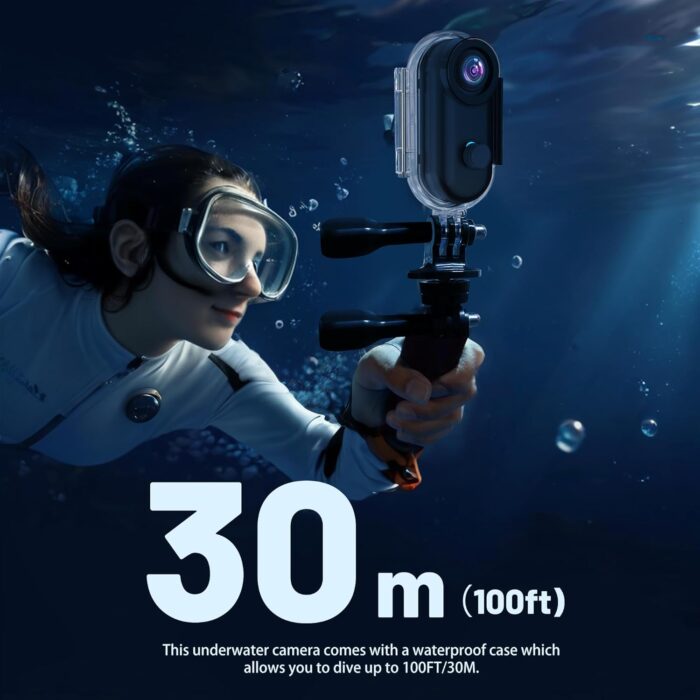 4K Mini Action Camera 128GB Thumb POV Portable Body Cam Wearable Video Recorder with IPX7 Waterproof Underwater Camcorder, Helmet Mount, Magnetic Sport DV for Bike Cycling, Pet, Vlogging(Black) - Image 4