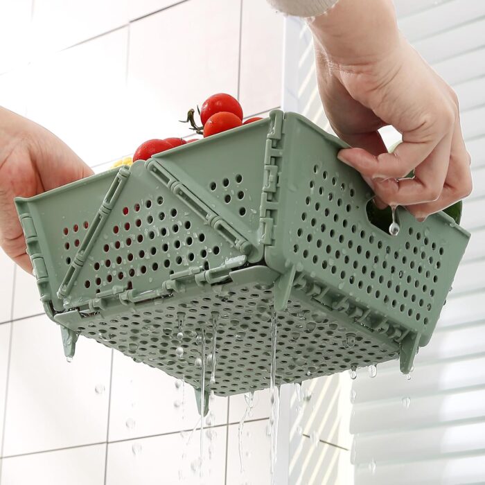 Collapsible Strainers and Colanders for Kitchen, Foldable Plastic Storage Drain Basket for Pasta, Fruit, Vegetables, Berry Space-Saving, BPA-Free, Dishwasher Safe (Green) - Image 4