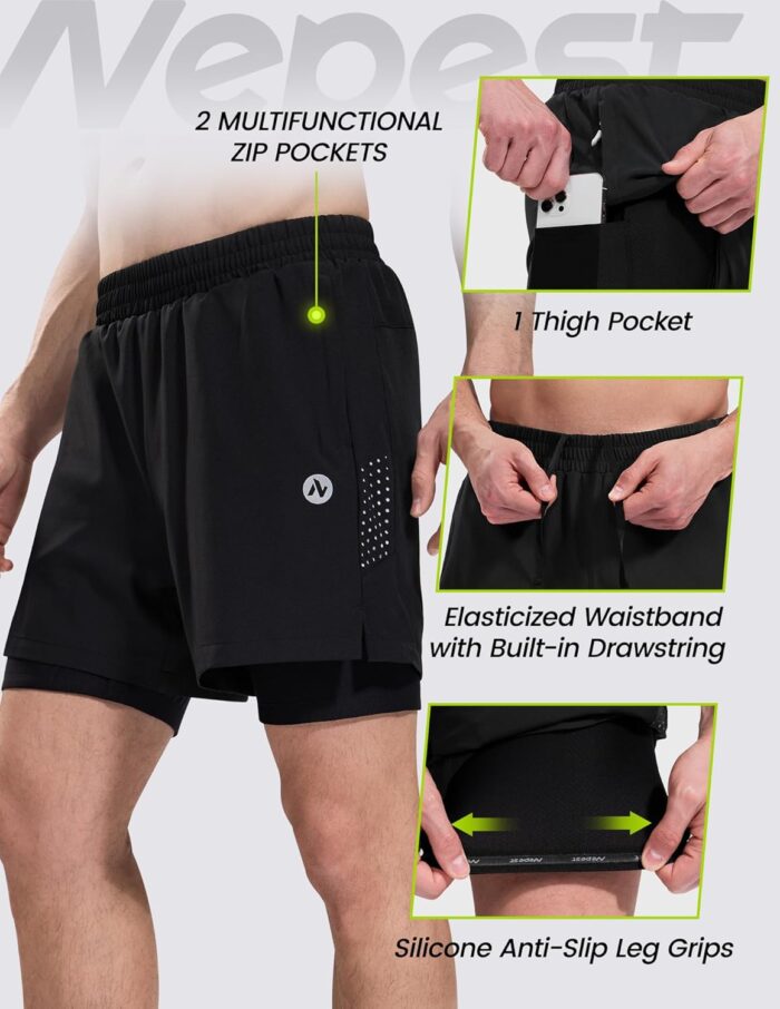 Nepest Men's Mountain Bike Shorts 4D Padded Cycling Bicycle Biker Riding Loose-fit Gel Padding MTB Shorts Zipper Pockets - Image 3