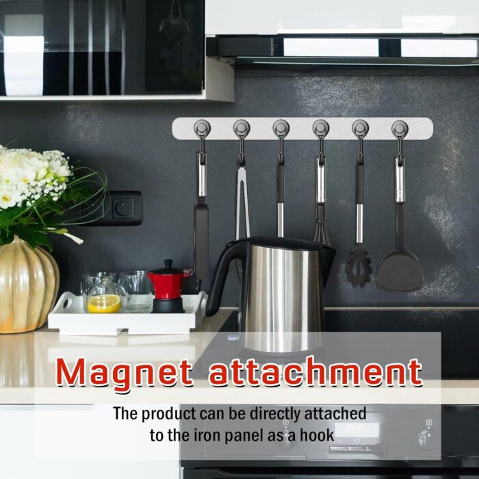 FINDMAG Magnetic Hooks 30 LBS Magnetic Hooks Cruise Black Heavy Duty Strong Neodymium Swivel Magnet Hook for Hanging, Magnets with Hook for Refrigerator, Grill, Locker - 6 Pack - Image 4
