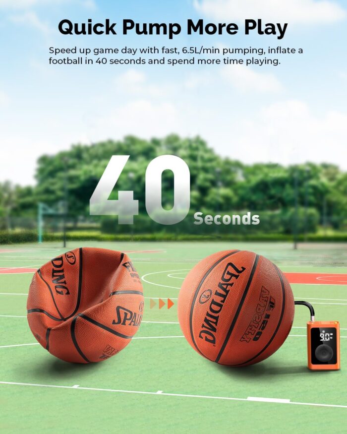 ETENWOLF P300 Plus Ball Pump, Electric Basketball Pump Inflation and Deflation, with 3200 mAh Rechargeable Battery, Air Pump for All Sports Balls - Image 7
