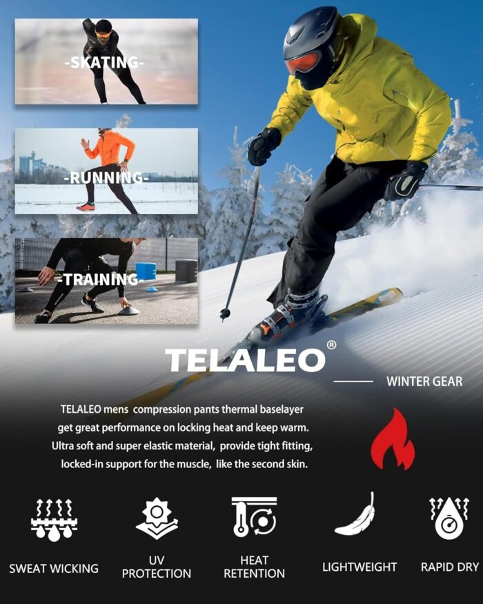 5 or 4 Pack Men's Thermal Compression Pants Fleece Lined Sports Tights Athletic Leggings Cold Weather Baselayer Winter Gear - Image 6
