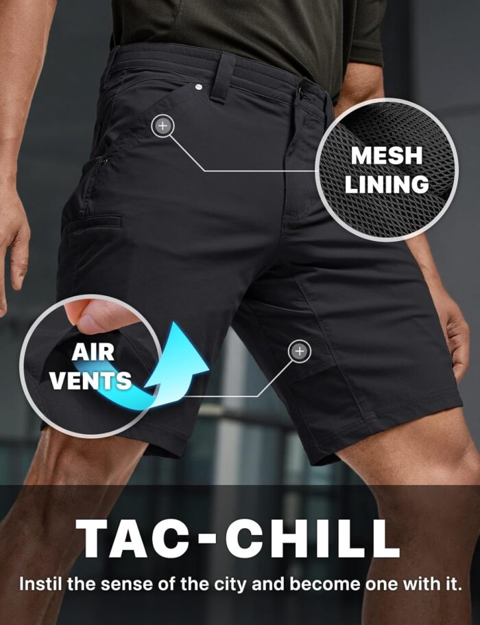 CQR Men's Stretch Utility Shorts, Lightweight Quick Dry Casual Shorts, Hiking Golf Cargo Shorts with Zipper Pockets - Image 5