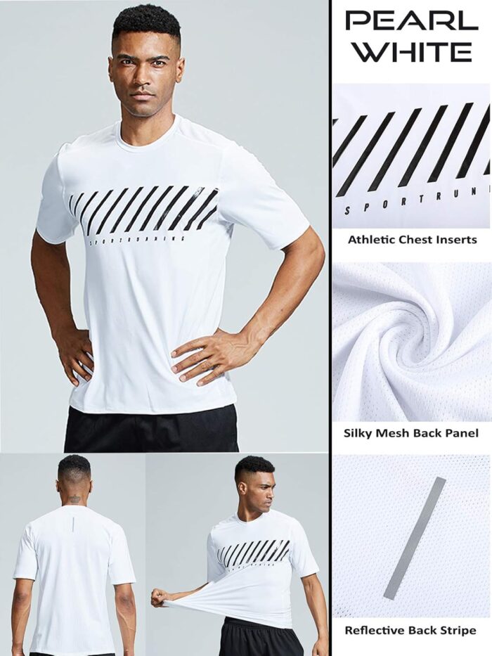 5 Pack Men’s Active Quick Dry Crew Neck T Shirts | Athletic Running Gym Workout Short Sleeve Tee Tops Bulk - Image 2