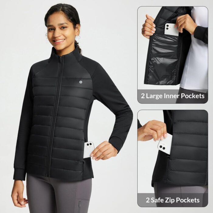 baleaf Women's Lightweight Warm Jacket Running Insulated Water Resistant Fall Jackets Winter Hiking Hybrid Puffer Coat - Image 6