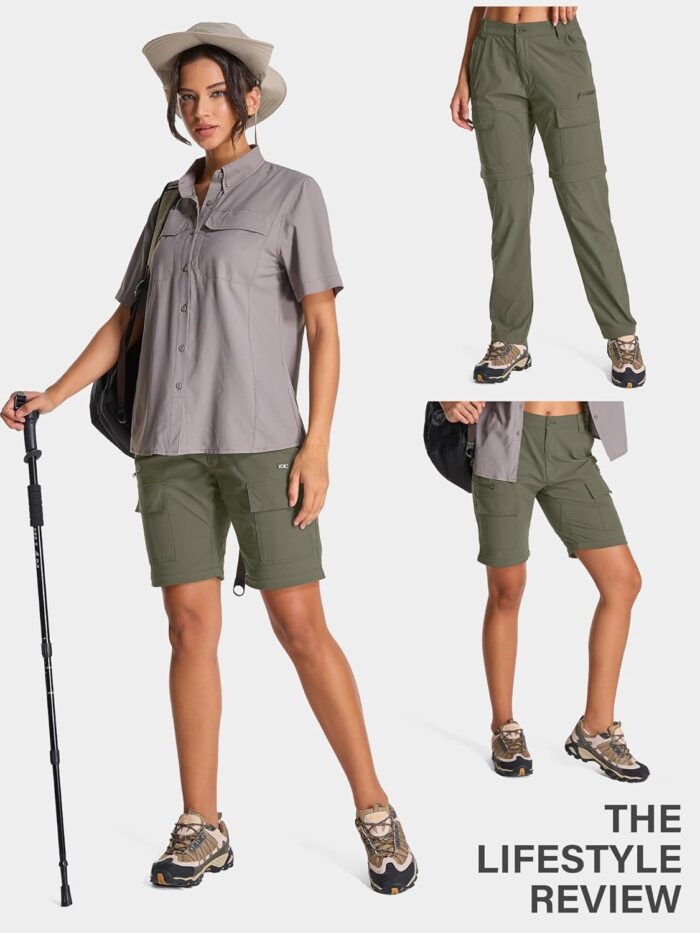 Womens Hiking Pants Convertible Quick Dry Stretch Lightweight Zip Off Outdoor Safari Pants with Cargo Pockets - Image 6
