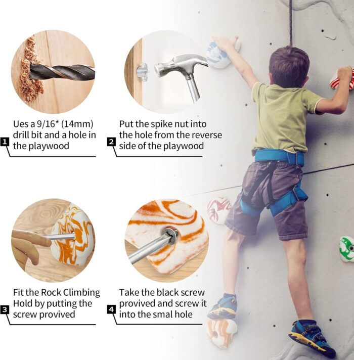 BABY FUN 24 Climbing Holds for Kids and Adults, Rock Climbing Holds - Mounting Hardware Included - Climbing Rocks for DIY Rock Climbing Wall - Image 5