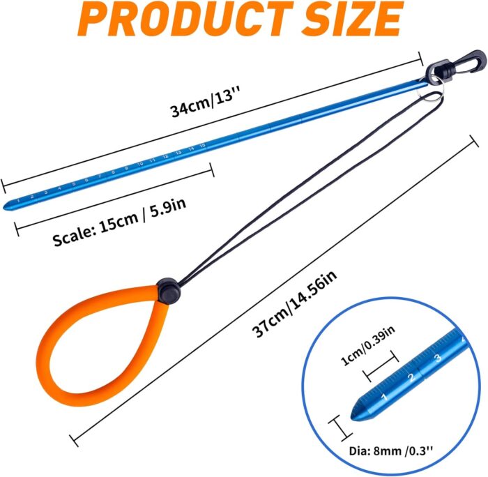 Pecihiko Scuba Diving Stick, 13'' Aluminium Alloy Lobster Tickle Stick Pointer Rod with Measurement, Adjustable Lanyard and Swivel Snap Bolt for Underwater Shaker Noise Maker Snorkeling - Image 6