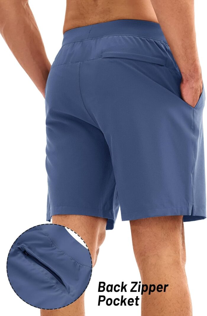 MAGCOMSEN Men's Athletic Running Shorts 8" Quick Dry Lightweight Workout Gym Sports Hiking Shorts UPF 50+ with 3 Pockets - Image 2