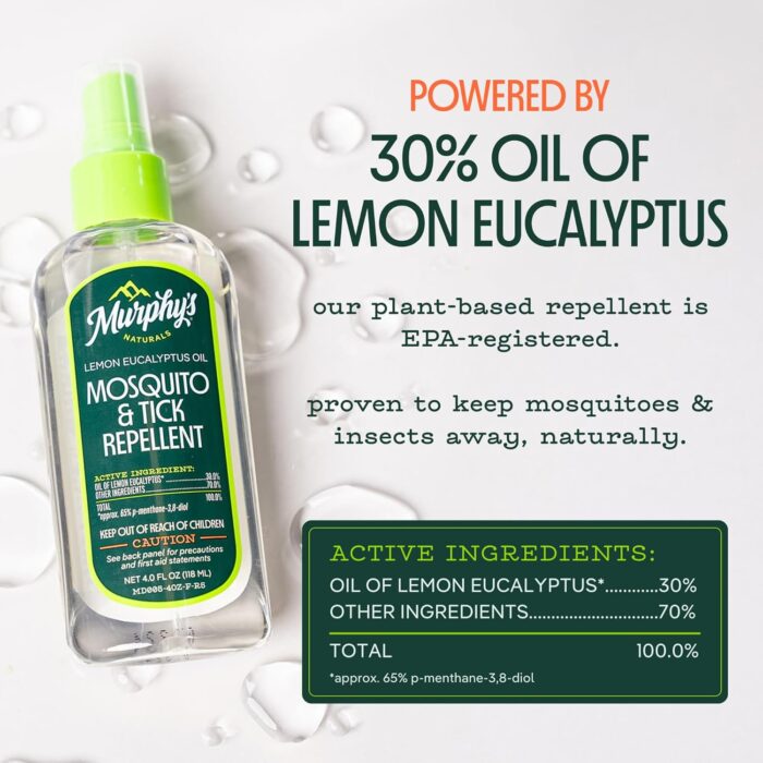Murphy's Naturals Mosquito & Tick Bug Repellent Spray, Father's Day Gift for Dad, Oil of Lemon Eucalyptus for Skin + Outdoor Gear, DEET-Free, 4oz Pump, 2-Pack - Image 4