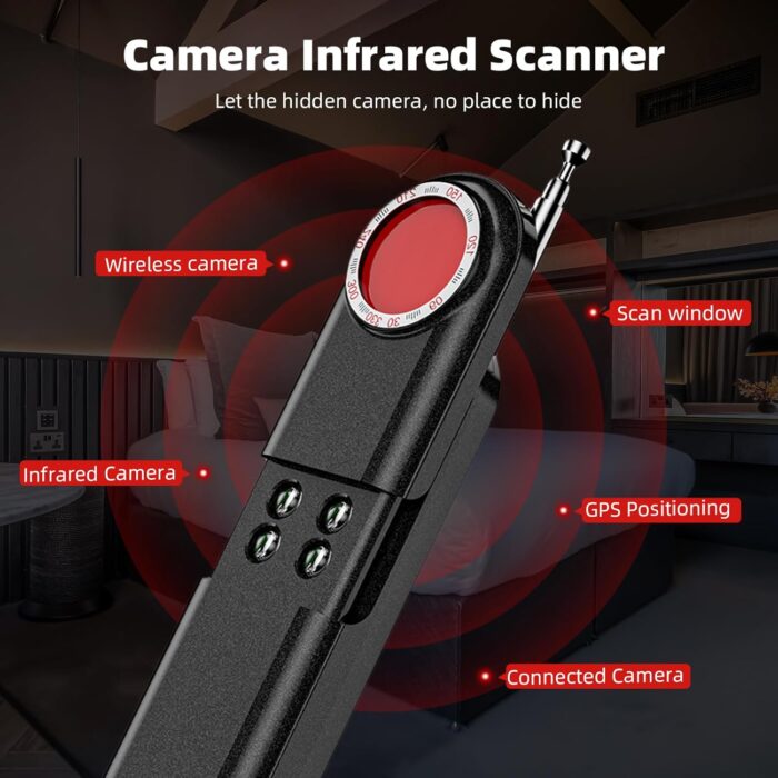 Hidden Camera Detector - 2025 Camera Detector, Hidden Device GPS Detector, Bug Detector, Camera Detector for Hotels, Travel, Office, 5 Levels Sensitivity (Black) - Image 2