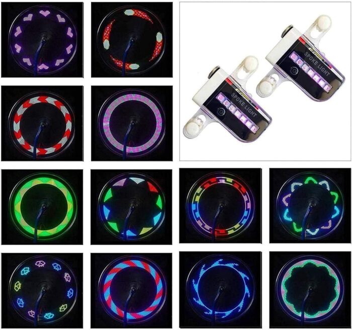 Bike Wheel Lights (2 Pack) - Waterproof LED Bicycle Spoke Tire Lights - Great Gift for Kids Adults - 30 Different Patterns Change - Bike Accessories - Black - Image 2