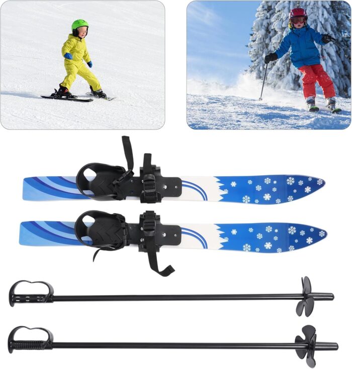 Ski Set Ski Boards Snowboard Winter Sport Ski Snow Board Beginner Snow Skis and Poles with Bindings Lightweight Sturdy and Safe Skiing Equipment Adjustable Buckle Bindings Capacity 110.23lbs (Blue) - Image 6