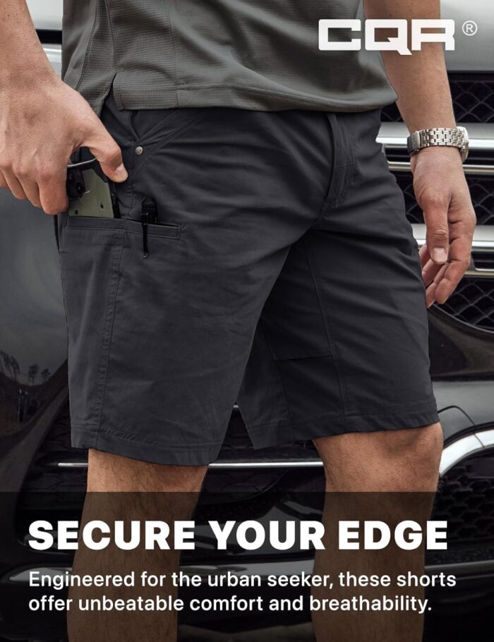 CQR Men's Stretch Utility Shorts, Lightweight Quick Dry Casual Shorts, Hiking Golf Cargo Shorts with Zipper Pockets - Image 4