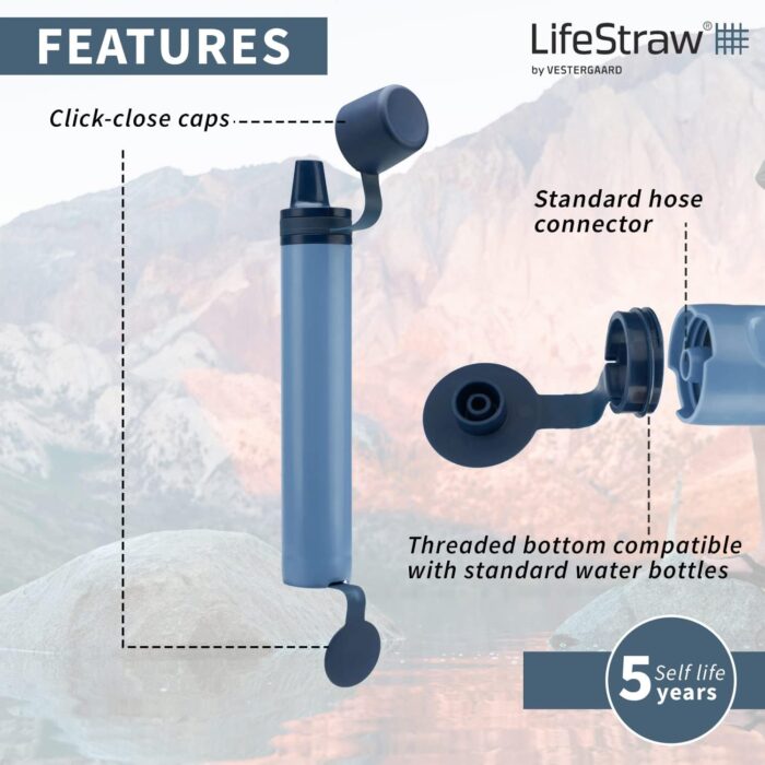 LifeStraw Peak Series Personal Water Filter for Hiking, Camping, Travel, and Emergency Preparedness, 1 Pack, Mountain Blue - Image 3