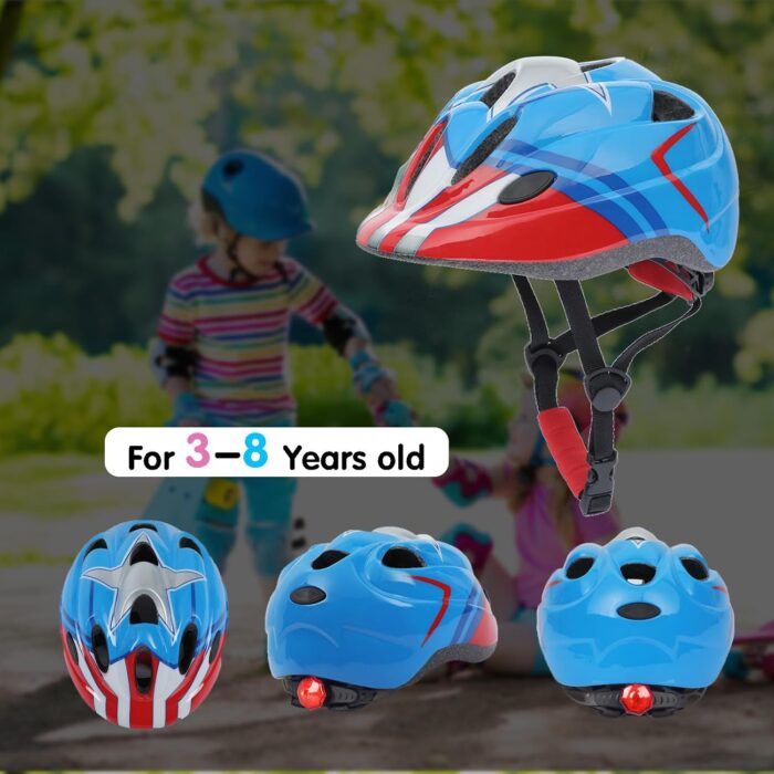 Kids Helmet Set, Toddler Helmet for Boys Girls Age 3-8 with Knee Elbow Pads Wrist Guards for Bike Skating Skateboard Cycling Scooter Rollerblading - Image 2