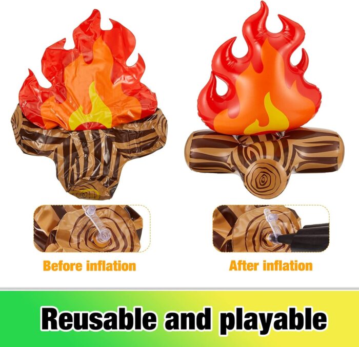 Sumind Inflatable Fake Campfire Camping Props Bonfire Party Decor Campfire Party Decorations Artificial Flame for Indoor Camping Overnight and Scene Setting(2 Pieces) - Image 5
