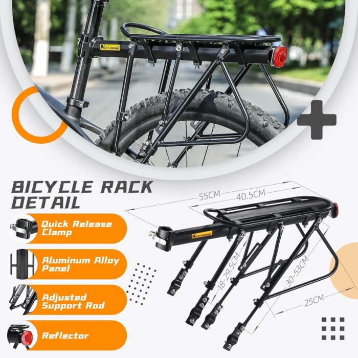 West Biking Bike Carrier Rack, 310 LB Capacity Solid Bearings Universal Adjustable Bicycle Luggage Cargo Rack,Cycling Equipment Stand Footstock - Image 3