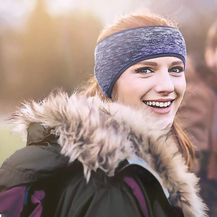 SAVITA 2 Pack Ear Warmers Headband Stretchy Ear Covers Sweatband Ski Winter Headband Earmuff Workout Headbands Moisture Wicking Thermal Sport Headbands for Women Man Girls - Image 6