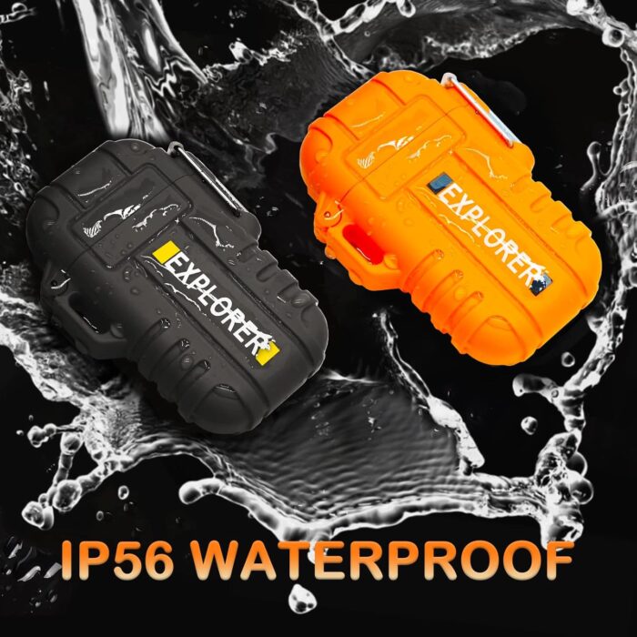 2 Pack Waterproof Lighter Outdoor Windproof Torch Lighters Dual Arc Butane Electric Lighters USB Rechargeable Lighters Flameless Plasma Lighter Camping Hiking Adventure Survival Tactical Gear - Image 3