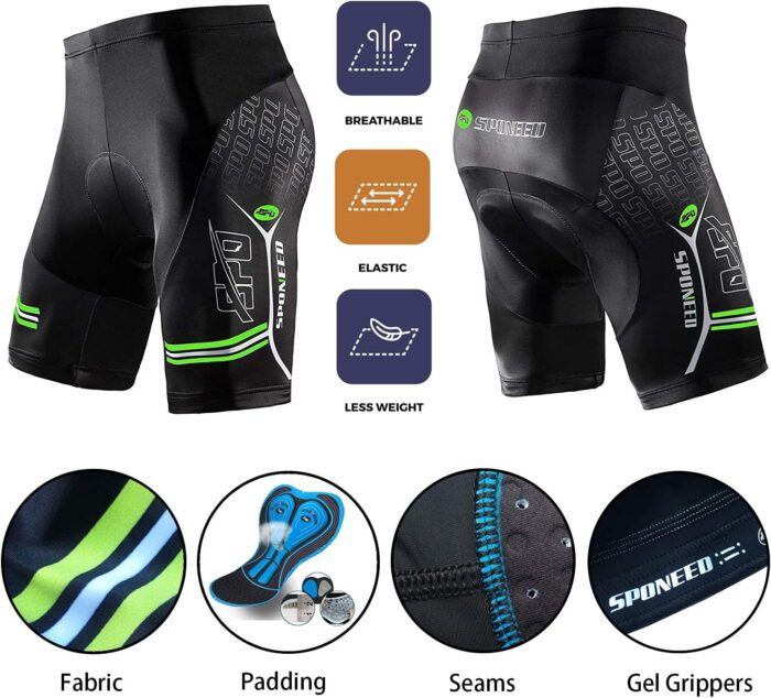 sponeed Men Bike Shorts Cushioned Biking Wear Gear Road Cycling Bottoms - Image 5