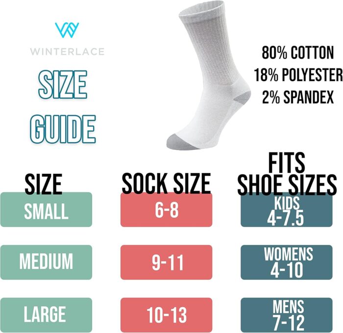 Winterlace 72 Pairs 80% Cotton Crew Socks Men Women, Athletic Casual Moisture Wicking Bulk Pack Sport - Image 3