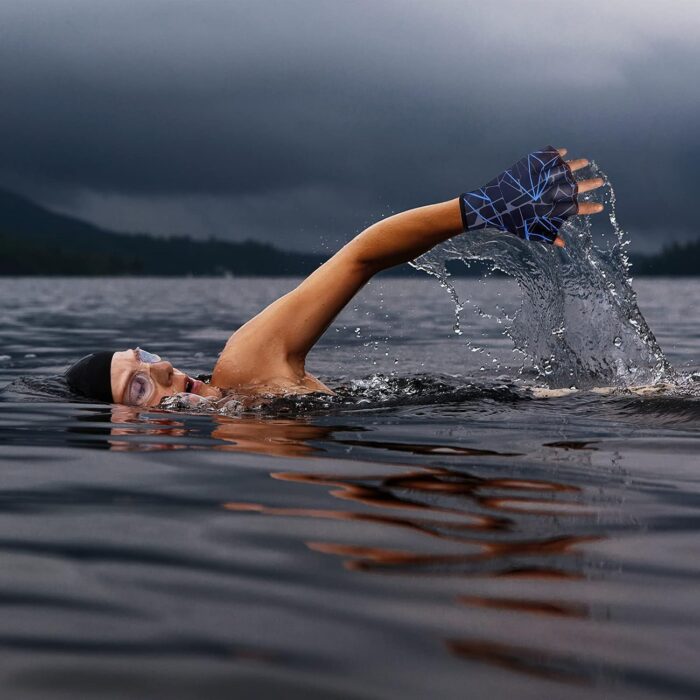 Nylon Swimming Gloves Aquatic Swimming Webbed Gloves Water Training Hand Webbed Hands Webbed Flippers Swim Gear Gloves Fit Aquatic Training Swim Costume Dive Hand Equipment - Image 6