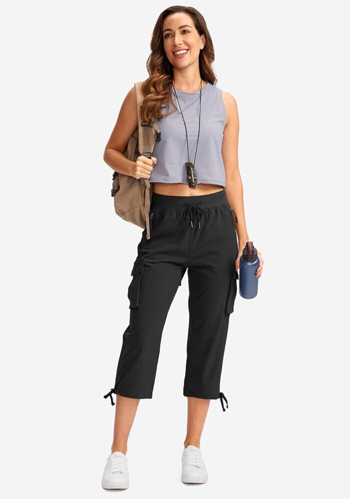 Soothfeel Women's Cargo Capris Pants with 6 Pockets Lightweight Quick Dry Travel Hiking Summer Pants for Women Casual - Image 5