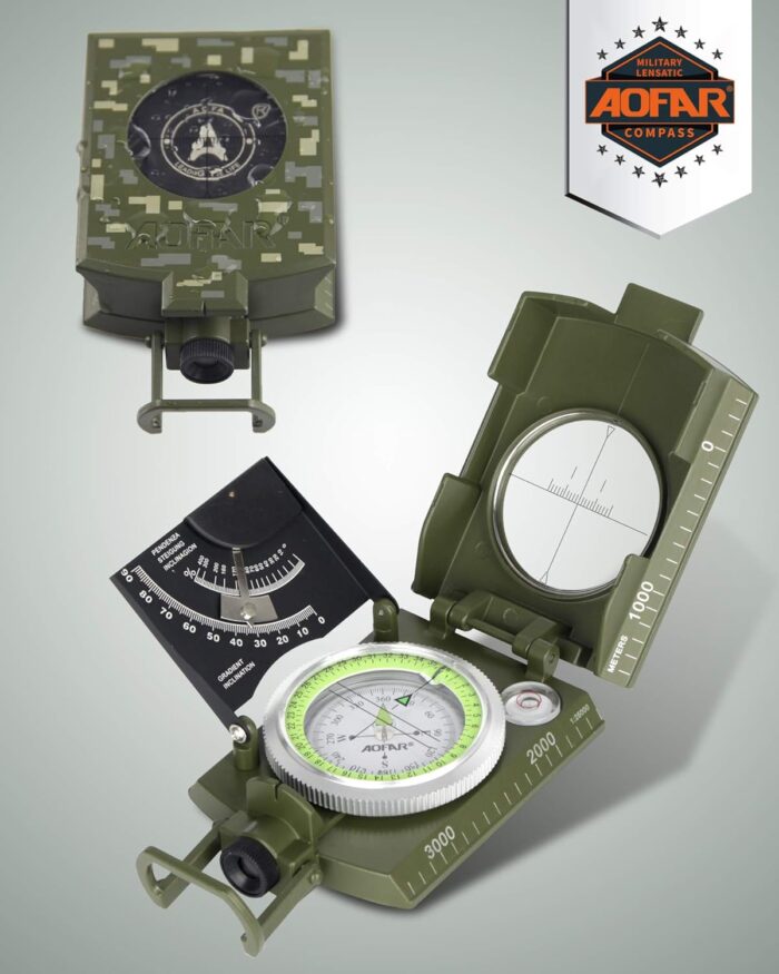 AOFAR AF-4074 Military Compass for Hiking,Lensatic Sighting Waterproof,Durable,Inclinometer for Camping,Boy Scount,Geology Activities Boating - Image 2
