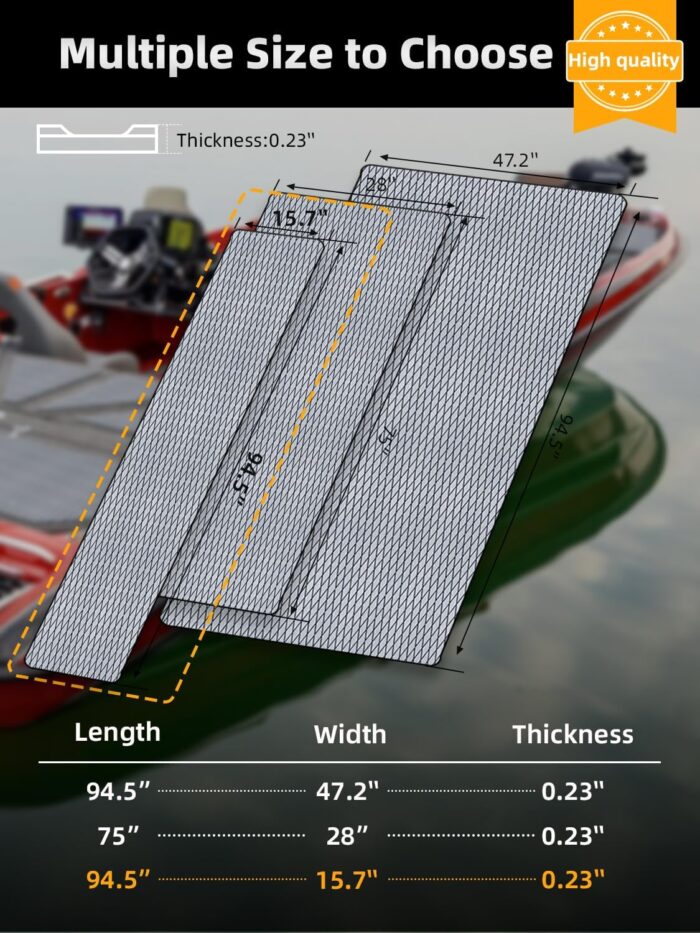 FOCEAN Boat Flooring EVA Foam Boat Decking Marine Mat Non-Slip Self-Adhesive Flooring Sheet for Motorboat Kayak Surfboard Garden Floor Swimming Pools, 94.5''x 15.7'', Grey with Black Lines - Image 6