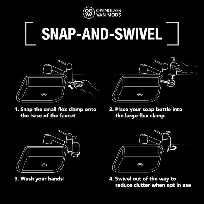 OpenGlass Van Mods - Soap Swivel Caddy - Van Accessories to Secure Soap, Compatible with Most RV Faucets & Soap Bottles, Easy Installation - Image 5