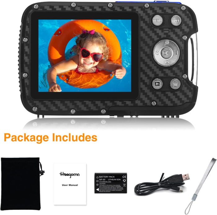Waterproof Digital Camera,17 FT Underwater Camera 2.8" LCD HD1080P 30MP Kids Video Camcorder with 32G Card and Rechargeable Battery,Point and Shoot Camera for Kids Teenagers Students Gifts Blue - Image 7