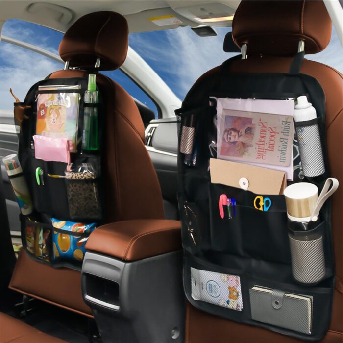 Car Seat Back Organizer, 2 Pack Backseat Storage Bag with Touch Screen Tablet Holder & 9 Pockets, Durable Waterproof Oxford Fabric, Travel Accessories, Road Trip Essentials for Kids - Image 6