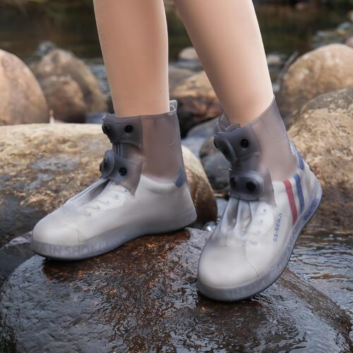 Waterproof Shoes Cover, Portable Non-Slip Rain Snow Boots Shoes Cover, Reusable Women Men TPE Rubber Sole Overshoes Protectors for Outdoor Cycling Travel
