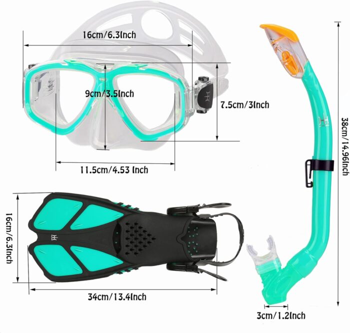 Kids Mask Fins Snorkel Set Snorkeling Packages, with Diving Mask, Snorkel, Adjustable Swim Fins, Mesh Bag, Anti-Fog Anti-Leak Snorkeling Gear for Kids for Snorkeling Swimming Diving - Image 7