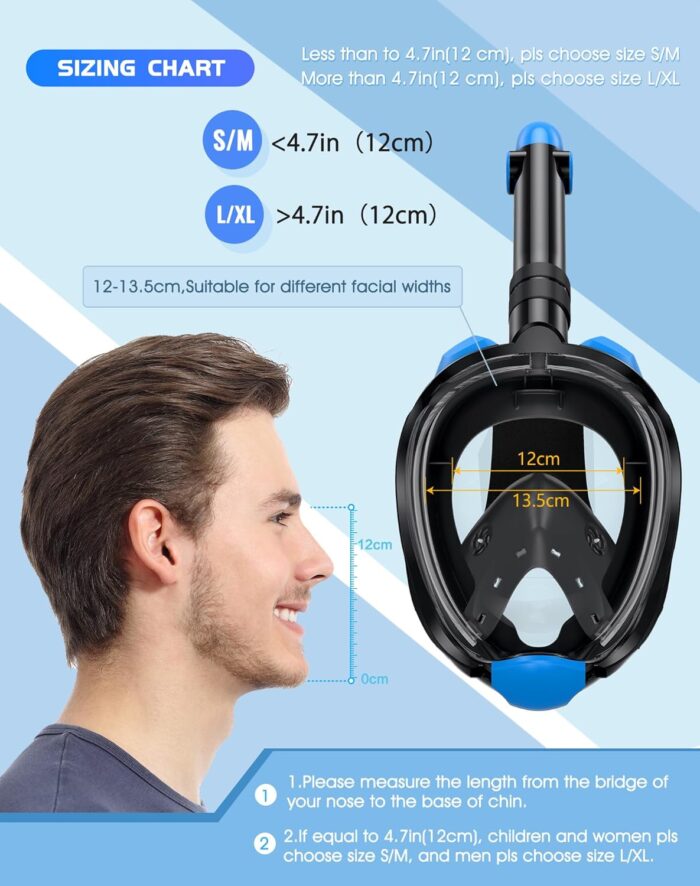 Greatever G2 Snorkeling Gear for Adults 2PCS, Full Face Snorkel Mask with Dry Top Snorkel,Anti-Leak & Anti-Fog Snorkel Mask Adult,Foldable Snorkeling Mask with Camera Mount mesh Bag - Image 6