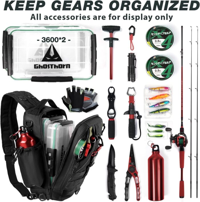 Ghosthorn Fishing Backpack with Rod Holder - Tackle Sling Bag - Fly Fishing Gifts for Men and Women - Image 4