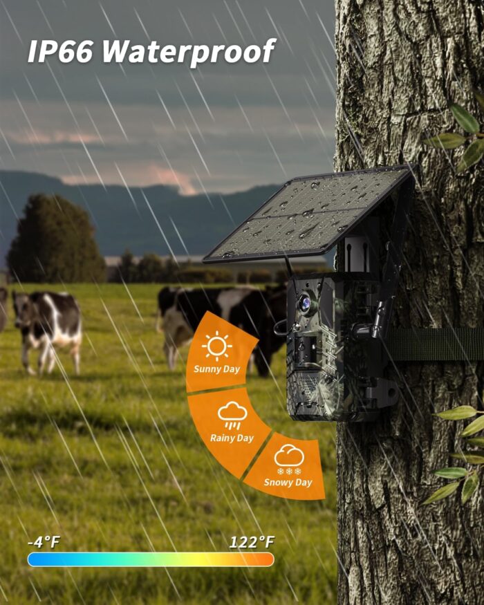 Trail Camera, 2k HD Live Feed Cellular Trail Cameras with Built-in SIM Card 4G Unlimited Data Plan Game Camera Solar Powered Motion Activated IP66 Waterproof Trail Cam No WiFi Needed - Image 7