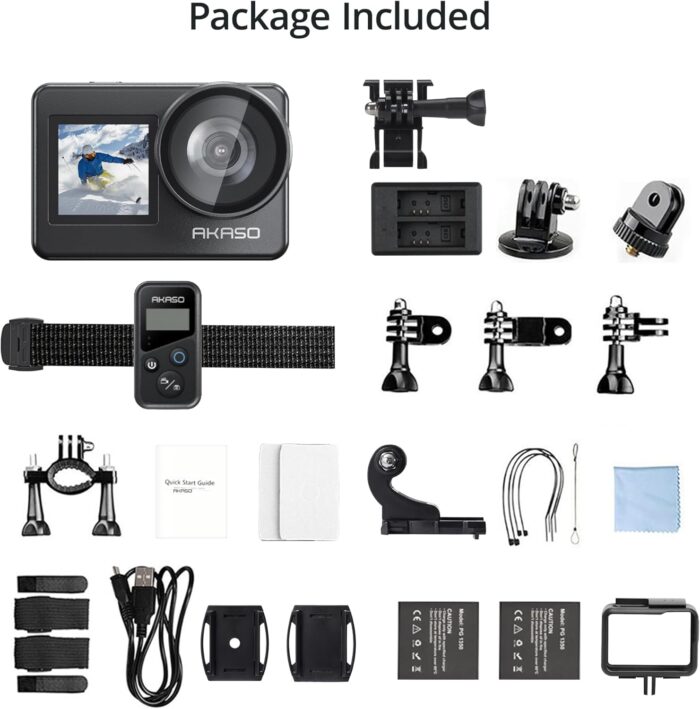 AKASO Brave 7 4K30FPS 20MP WiFi Action Camera with Touch Screen IPX8 33FT Waterproof Camera EIS 2.0 Zoom Support External Mic Voice Control with 2X 1350mAh Batteries Vlog Camera - Image 8