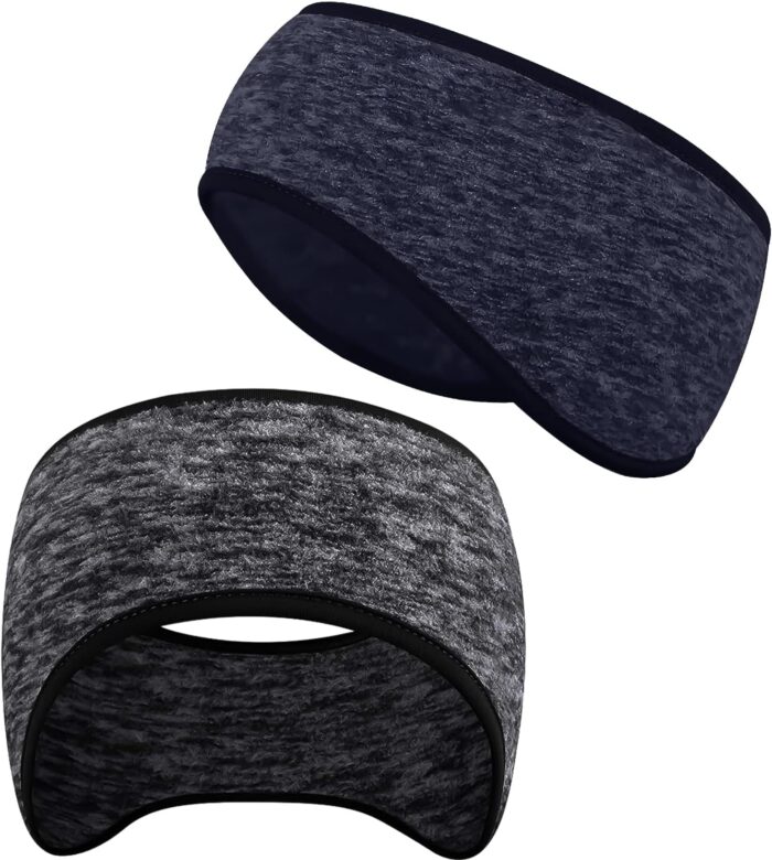 SAVITA 2 Pack Ear Warmers Headband Stretchy Ear Covers Sweatband Ski Winter Headband Earmuff Workout Headbands Moisture Wicking Thermal Sport Headbands for Women Man Girls - Image 8