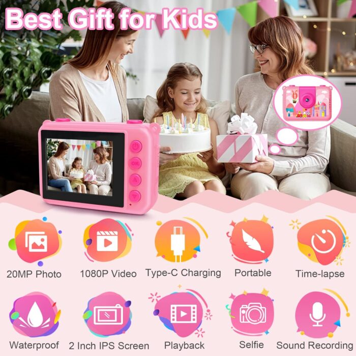 GKTZ Kids Camera - Waterproof Underwater Camera for Kids, Christmas Birthday Gifts for Girls Age 3-12, 1080P HD Children Digital Action Camera, Pool Toys for Kids Age 4-12 - Image 3