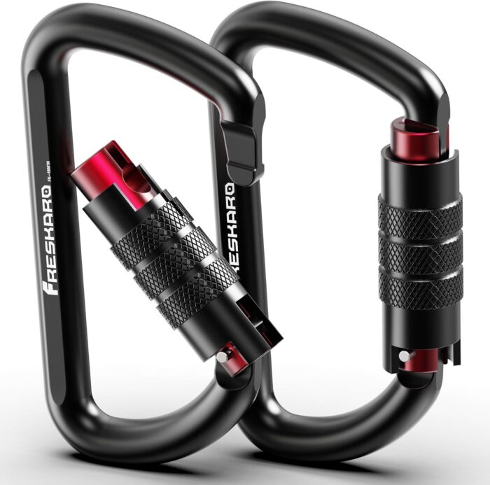 FresKaro 3inch 12kN-2698lbs Auto Locking Carabiner Clips, Solid D Shape, Heavy Duty 7075 Aluminum, Lightweight 1.09oz, Rust Proof, for Hammock, Hiking, Dog Leash, Keychain etc., Multi-Colors - Image 9