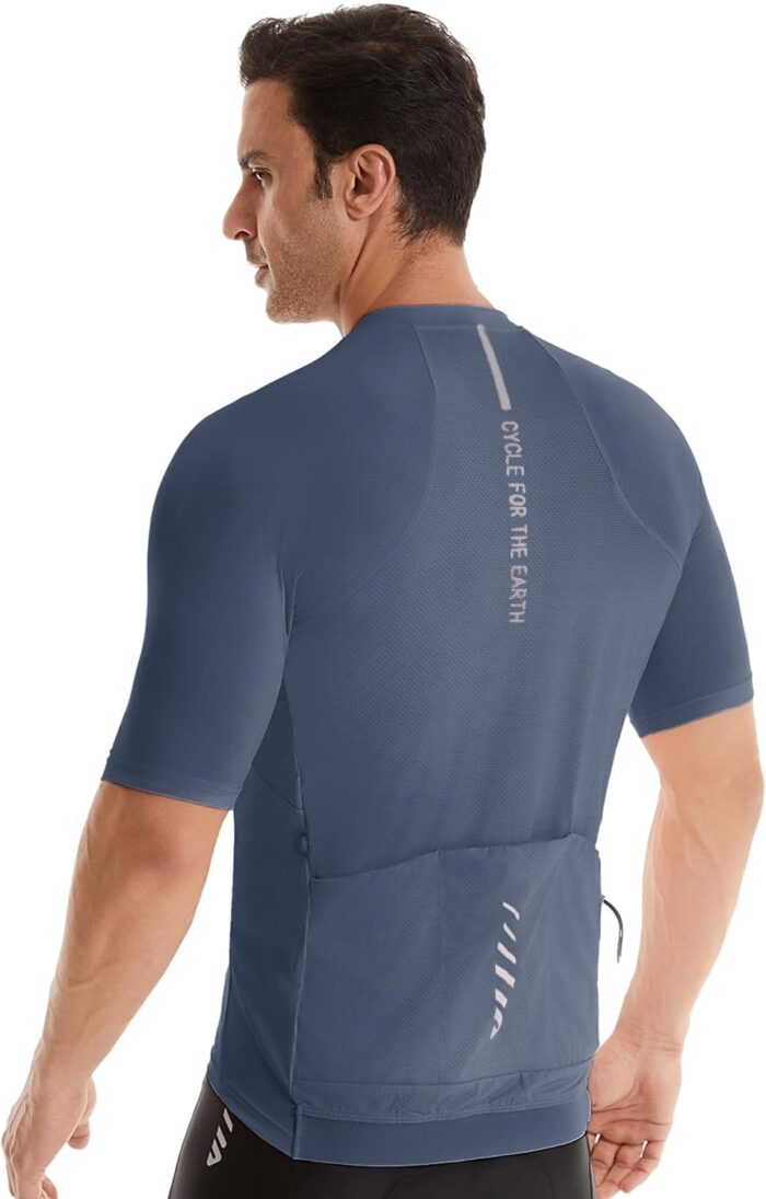 Wulibike Cycling Jersey Men Short Sleeve, Road Bike Jerseys Half Zipper with Pockets, Bicycle Clothing Breathable Quick Dry - Image 2