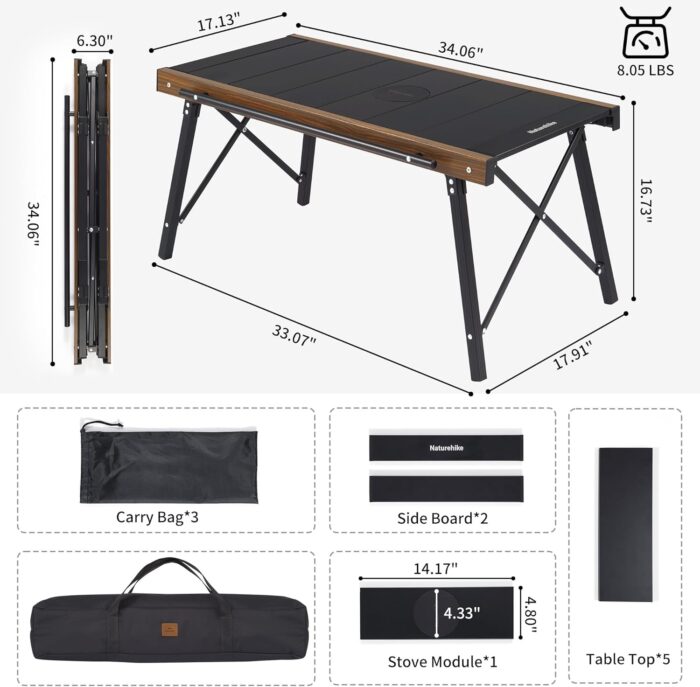 Naturehike Folding IGT Camping Table, Portable Outdoor IGT Cook System, Ultralight Aluminum Camp Table with Carry Bag for Car Camping Picnic RV Trip Patio Backyard BBQ - Image 3