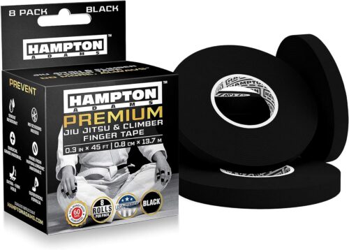 Hampton Adams | As Seen on Shark Tank | Pro Finger Tape (8-Pack) | for BJJ Bouldering Crossfit Weightlift | Non-Slip Extreme Quality No-Fray Climbing Tape | Extended Wear Super Strong Adhesive