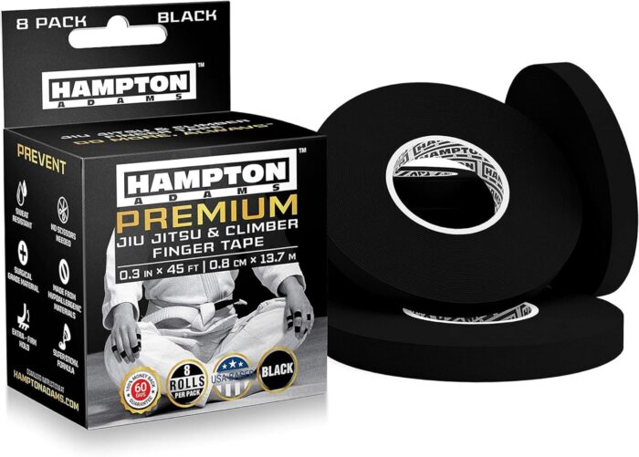 Hampton Adams | As Seen on Shark Tank | Pro Finger Tape (8-Pack) | for BJJ Bouldering Crossfit Weightlift | Non-Slip Extreme Quality No-Fray Climbing Tape | Extended Wear Super Strong Adhesive