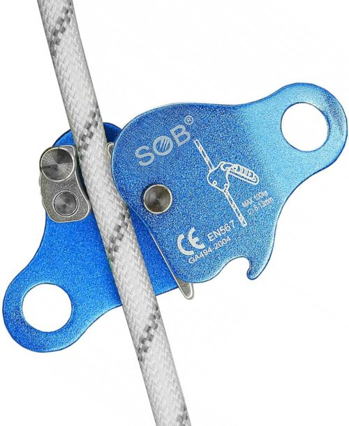 Climbing Fall Protection Belay Device with Ascender - Aluminum Magnesium Alloy Rope Grab Clamp for Rock Climbing, Mountaineering, Arborist, Rescue & Aerial Work