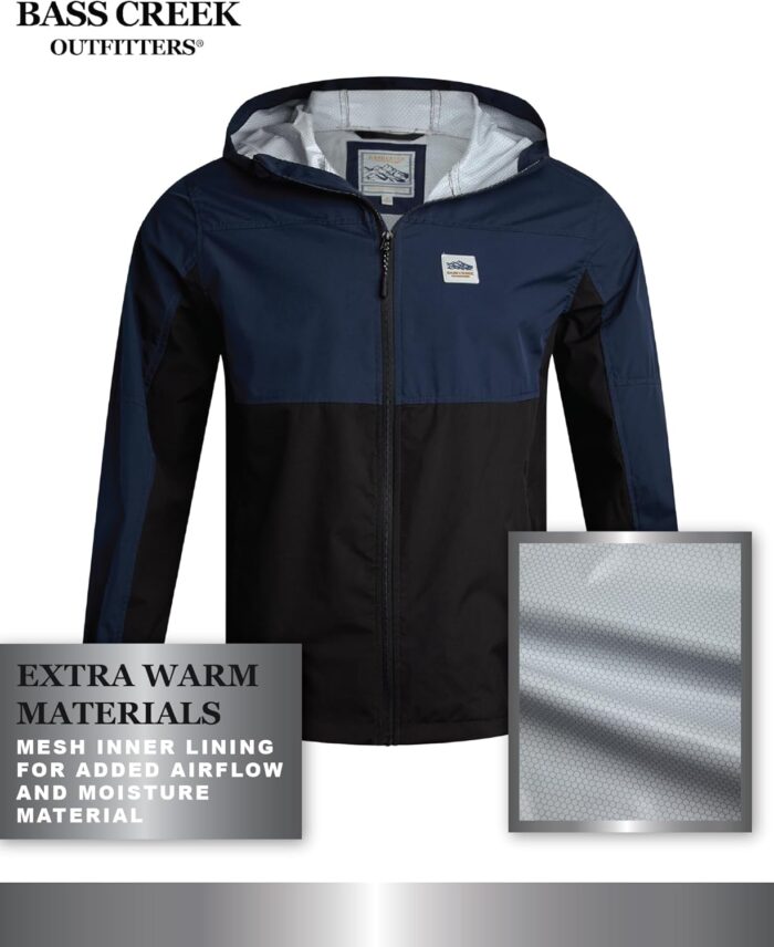 Bass Creek Outfitters Mens Windbreaker with Hood - Zip Up Mens Lightweight Jackets with Reflective Back Tape for Outdoor Work - Image 4