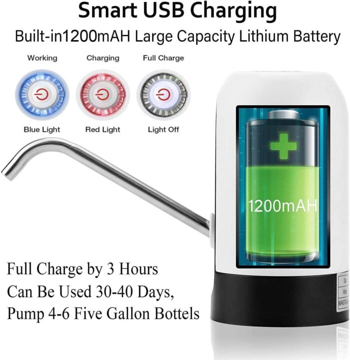 Water Bottle Pump 5 Gallon USB Charging Automatic Drinking Portable Electric Water Dispenser/Switch - Image 6