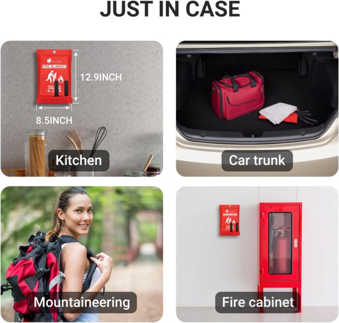 Lancryen 2025 Emergency Fire Blanket, Fire Extinguisher Blanket, Fire Suppression Fabric Flame Retardant Towel Flame Safety Cloth for Home, Kitchen, School, Grill, Car, Office, Warehouse(40” x 40”) - Image 5